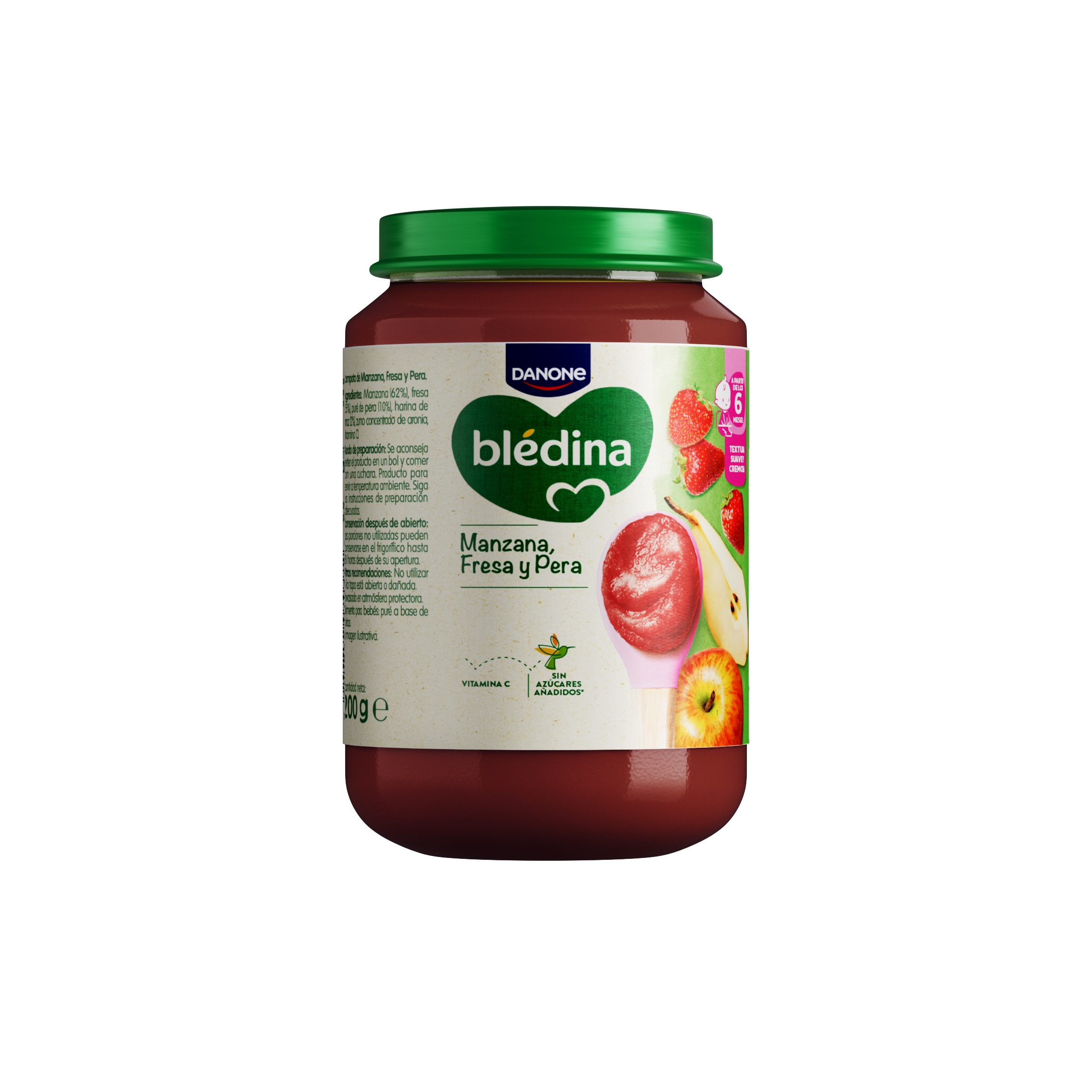 Tarrito de Manzana, Fresa y Pera